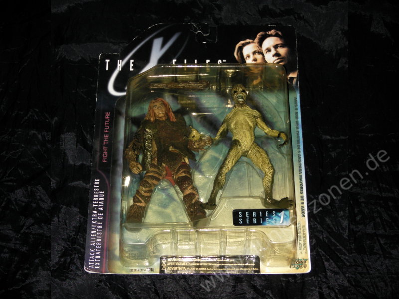X-FILES ATTACK ALIEN + PRIMITIVE MAN - Serie 1 Set - Akte X Action Figuren v. McFarlane