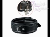 HALSFESSEL 5CM ABSCHLIEßBAR LEDER - schwarz rot blau lila schwarzweiß - Hals-Fessel