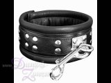 HALSFESSEL 6,5CM MIT DREHBAREM RING - LEDER - schwarz - Hals-Fessel