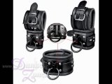 FESSELSET 8CM MIT PLATTE UND RING - LEDER - schwarz - Fessel-Set