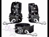 FESSELSET 6,5CM MIT DORNEN-NIETEN - LEDER - schwarz - Fessel-Set