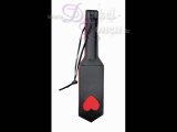 PADDEL KLATSCHE *PADDLE mit HERZ 1* - Leder schwarz-rot - BDSM Spanking Tool