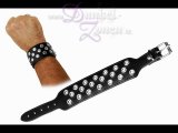 ARMBAND LEDER MIT NIETEN OFFEN 3-REIHIG - schwarzes Lederarmband