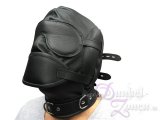 LEDERMASKE *DELUXE PROFESSIONAL* SCHWARZ - Isolation und Knebel - BDSM Mask Hood