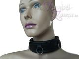 HALSFESSEL LEDER - mit O-Ringen mittig - schwarze Hals-Fessel - Bondage Werkzeug Tool