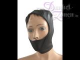 KOPFMASKE mit großer Öffnung - schwarze Ledermaske Augen-Nase-Bereich frei Echtleder-Maske