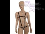 DAMEN KÖRPERBAND BODYBAND MIT SCHRITT-KETTE - schwarzes Flexband Elastikband Gummizugband