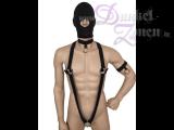 KÖRPER HALS ARMBAND SET MIT GENITAL-RING - schwarzes Flexband Elastikband Gummizugband