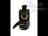 HANDFESSELN 5CM LEDER - schwarz mit goldenen Ringen - Hand-Fesseln