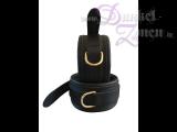 FUßFESSELN 5CM LEDER - schwarz mit goldenen Ringen - Hand-Fesseln