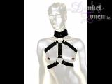 HALSFESSEL BODY-GESCHIRR - Lederriemen Harness mit Halsband + O-Ringe - Sklaven-Outfit