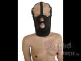 MASKE *SLAVE 1 LONG* - Kopfriemen Ledermaske Halbmaske Sklavenmaske schwarz