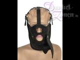 MASKE *SLAVE 2 LONG* - Kopfriemen Knebel abnehmbar - Ledermaske Sklavenmaske schwarz