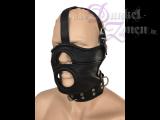 MASKE *SLAVE 6 SHORT* - Halsfessel Kopfriemen Ledermaske Halbmaske Sklavenmaske