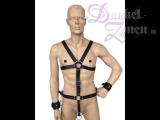 HERREN RIEMEN-HARNESS *STAR* MIT GENITAL-RINGEN + FESSELN - Lederharness Körpergeschirr Zaumzeug