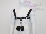 HERREN HARNESS MIT HANDFESSELN - Leder Körper-Riemen - Zaumzeug BDSM-Outfit