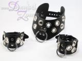 HALS HANDFESSELN SET - Halsband Armbänder mit Ringen und Nieten - Slave Accessoires