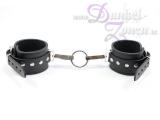 HANDFESSELN *KARABINER SPEZIAL* - schwarze Leder Hand-Fesseln mit neuem Karabinerhaken