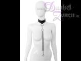 HALSBAND MIT KETTE - Leder Halsfessel mit Metallkette - schickes Slave Tool