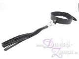 HALSBAND MIT PEITSCHE abnehmbar - Leder Halsfessel mit Riemenpeitsche - schwarz oder braun