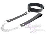 HALSBAND MIT BRUSTRIEMEN UND LEINE - Leder Halsfessel mit Kettenleine - schwarz oder braun