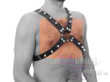 HERREN HARNESS *HARD SERIES* - Leder Riemen-Kreuz mit Schrauben - Zaumzeug BDSM-Outfit