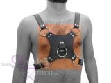 HERREN O-RING HARNESS - Leder Geschirr mit Brustplatte - Zaumzeug BDSM Bekleidung