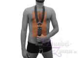 HERREN HALS-HARNESS - Leder Schlaufe + Riemen + Genital Ringe - Zaumzeug Geschirr BDSM Outfit