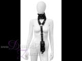 HALSFESSEL MIT HANDFESSELN *CONNECTOR* - schwarz Echtleder Fixierungs-Tool Unisex