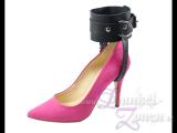 FUß-FERSEN FESSEL MIT D-RINGEN - schwarz Leder Fuß High Heels Pumps Fixierung