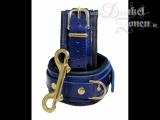*MODERN BLUE MEETS BAROQUE GOLD* System - blaue Leder Fuß-Fesseln mit goldenen Metallteilen