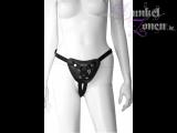 DAMEN LEDER-SLIP MIT O-RINGEN SCHWARZ - sexy BDSM-Lederslip - Outfit mit Varianten zur Wahl