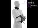 ARM-FIXATOR *DOUBLE* mit HALS-FESSEL und METALL-KETTE - Leder-Fessel Fixierung Werkzeug Slave Tool
