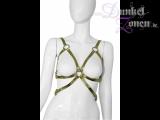 DAMEN BH *GOLD* - schicker BDSM Büstenhalter aus Kunststoff Riemen - Outfit