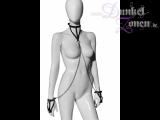 HALSFESSEL HANDFESSELN SET - Lederfesseln mit Metallketten - schickes BDSM Outfit Accessoire