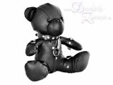 TEDDY BÄR - BDSM schwarzer Leder-Teddybär mit Leder-Fesseln und Metall-Ringen - SM-Accessoire