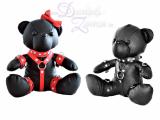 TEDDY BÄREN PAAR - BDSM Teddybärin + Teddybär Set - Leder-Fesseln + Metall-Ringe - BDSM Deko