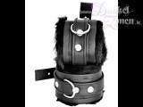 HANDFESSELN *COUTURE* 5CM LEDER - schwarz innen mit Kunstpelz - Hals-Fessel