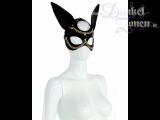 LEDERMASKE *LUXUS PET* - schwarze Petplay Leder-Maske mit goldener Zierkette - Echtleder
