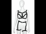 DAMEN RIEMEN BODY HARNESS SET VEGAN - schwarz aus Kunstleder - BDSM Zaumzeug Outfit