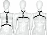 DAMEN HARNESS *3 WAYS* - schwarz aus echtem Leder - BDSM Body Riemen Zaumzeug Outfit