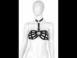 DAMEN BH *CAGE VEGAN* - aus Kunstleder - Gothic BDSM Büstenhalter Käfig Riemen-BH Outfit