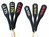 PADDEL KLATSCHE MIT AUFSCHRIFT *SLUT* oder *SPANK ME* - Leder-Paddle - Klatscher - div. Farben