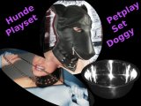 PETPLAYSET *DOGGY* - MASKE + LEINE + FRESSNAPF - Dogplay Petplay Set - Hundemaske, Leash, Napf