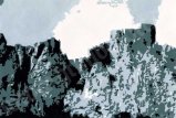 BURGRUINE 01 - Landschaft von Grimboldtt in schwarz, grau, weiß