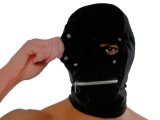 SCHWARZE MASKE *LYCRA ZIPPER* AUGENKLAPPEN - Sklave Sub - Mask Hood - OVP