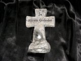 GRAB-DEKO - KREUZ mit SPRUCH und BETENDEN HÄNDEN - Grab-Schmuck Grab-Dekoration - Ton